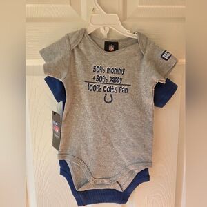 NFL Indianapolis Colts Baby One Pieces 18M NWT 2 Bodysuits Football Blue Gray